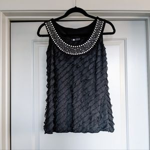 Carole Little black ruffle tank top